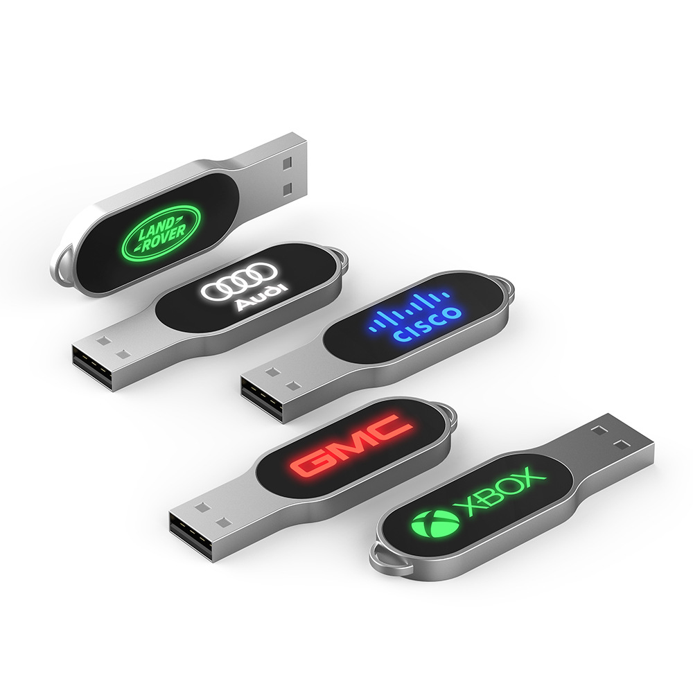 LED light-up USB flash drive with optional translucent color logo USB2.0 metal USB flash drive
