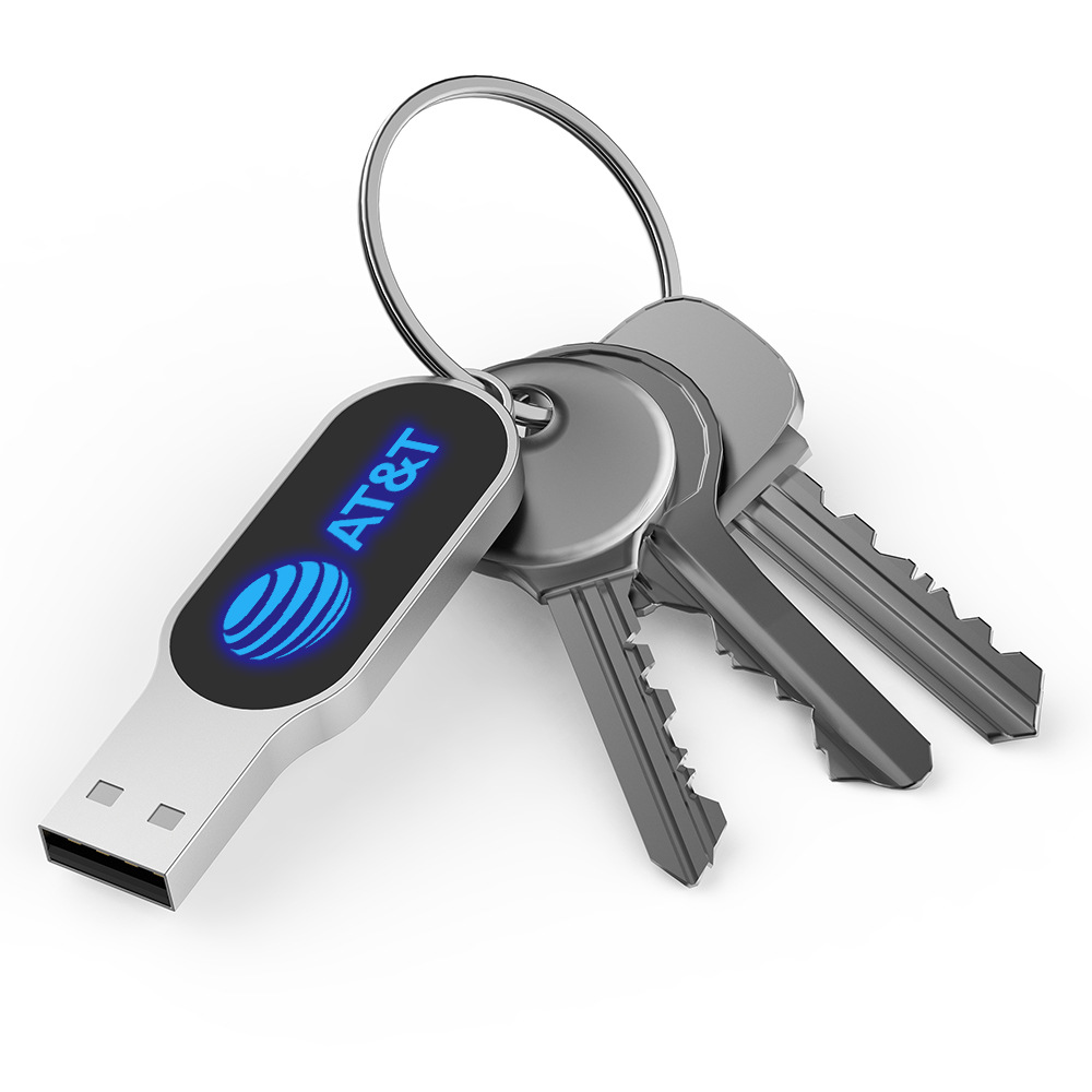 LED light-up USB flash drive with optional translucent color logo USB2.0 metal USB flash drive