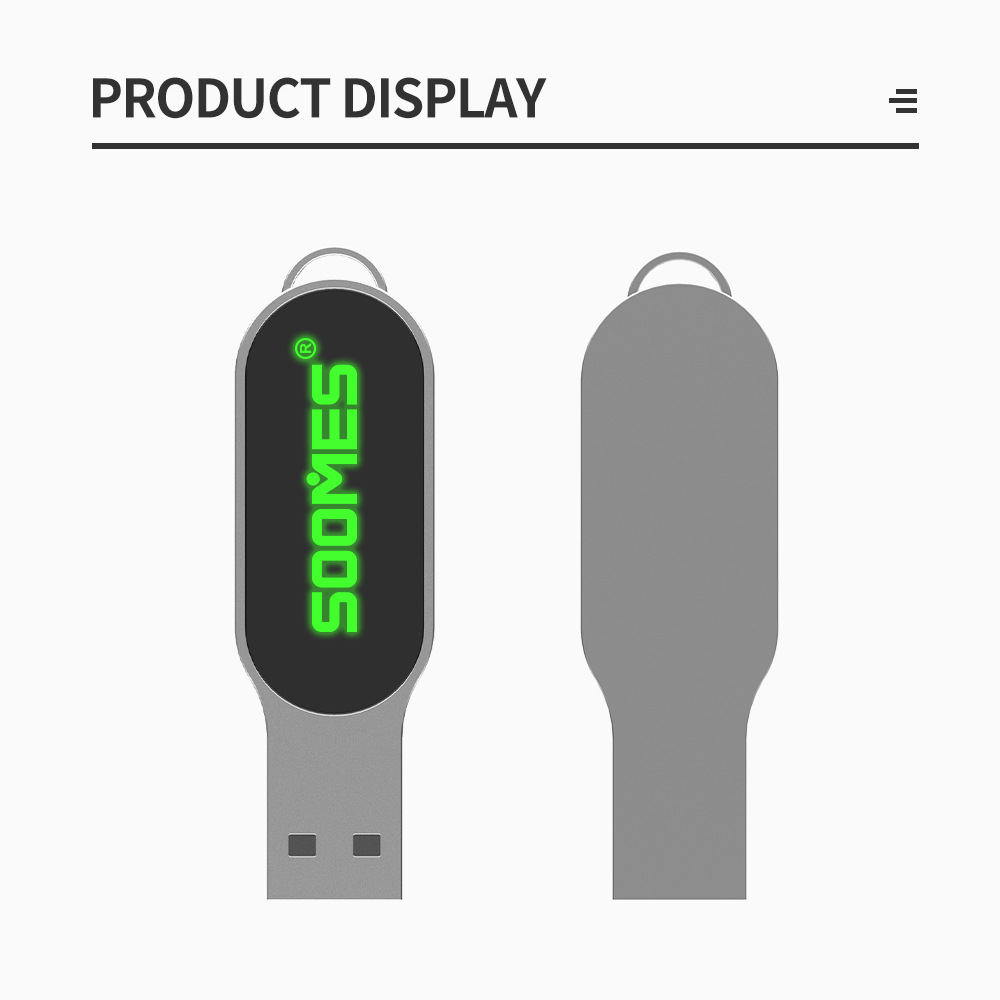 LED light-up USB flash drive with optional translucent color logo USB2.0 metal USB flash drive