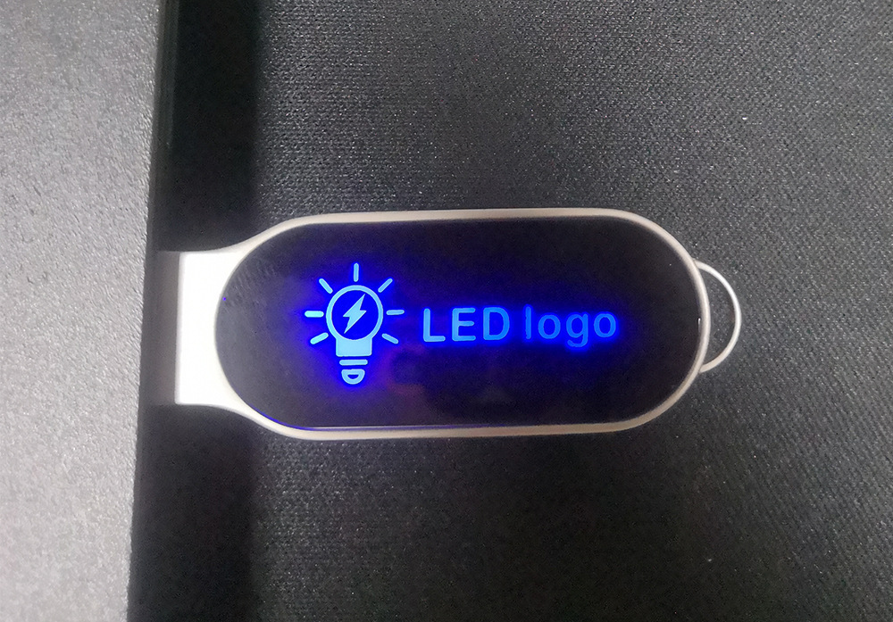 LED light-up USB flash drive with optional translucent color logo USB2.0 metal USB flash drive