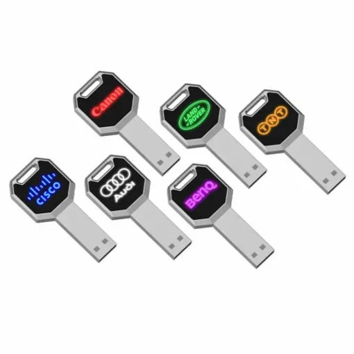 Metal USB Flash Drive with Led Logo Flat USB Memory Stick 3.0