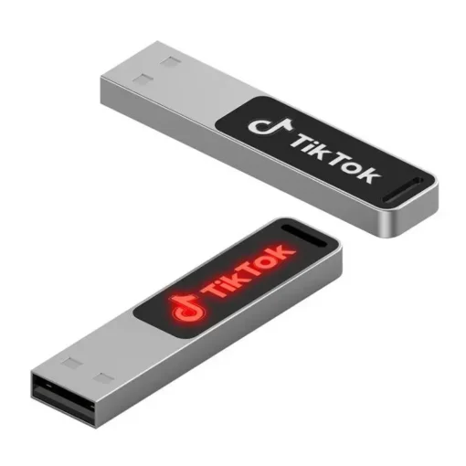 Metal USB Flash Drive with Led Logo Flat USB Memory Stick 3.0
